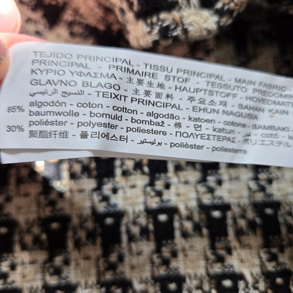 Zara Black and Tan Woven Tweed Pullover Cardigan. Size XS - Picture 9 of 11